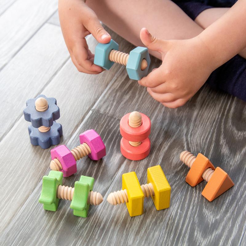 Rainbow Wooden Nuts & Bolts - Pk7, Learning SPACE