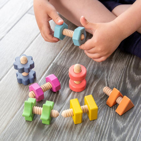 Rainbow Wooden Nuts & Bolts - Pk7, Learning SPACE