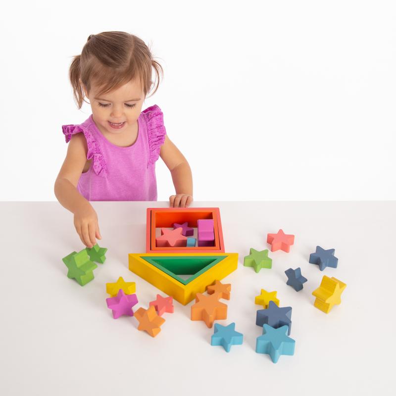 Rainbow Wooden Stars - Pk21, Learning SPACE