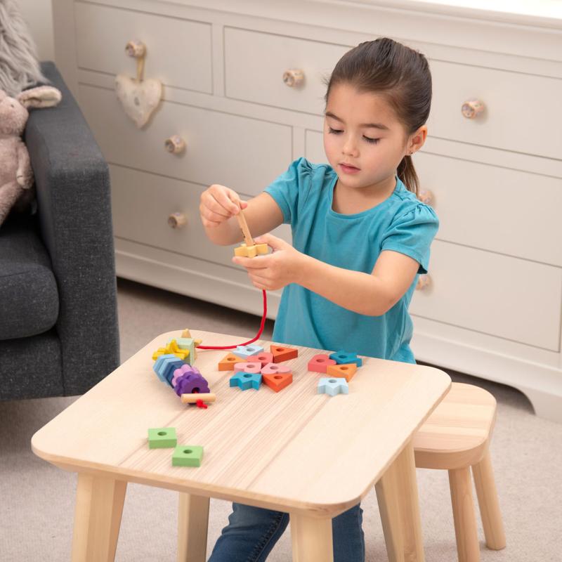 Rainbow Wooden Lacing Shapes - 28 pieces + 1 lace, Learning SPACE