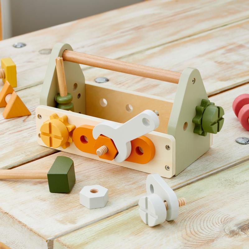 Wooden Toy Tool Kit 17 Piece Set, Learning SPACE