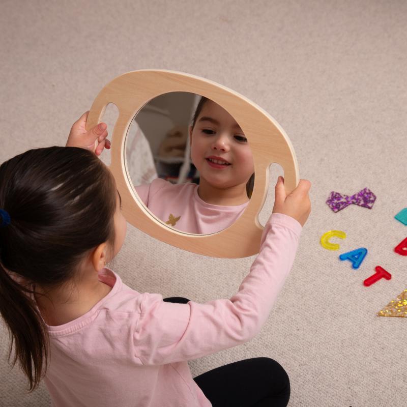 Hand Held Wooden Mirror, Learning SPACE
