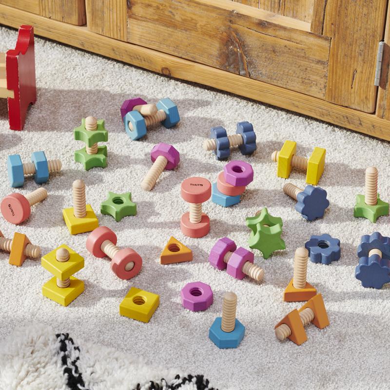Rainbow Wooden Nuts & Bolts - Pk21, Learning SPACE