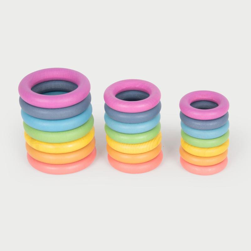 Rainbow Wooden Rings - Pk21, Learning SPACE