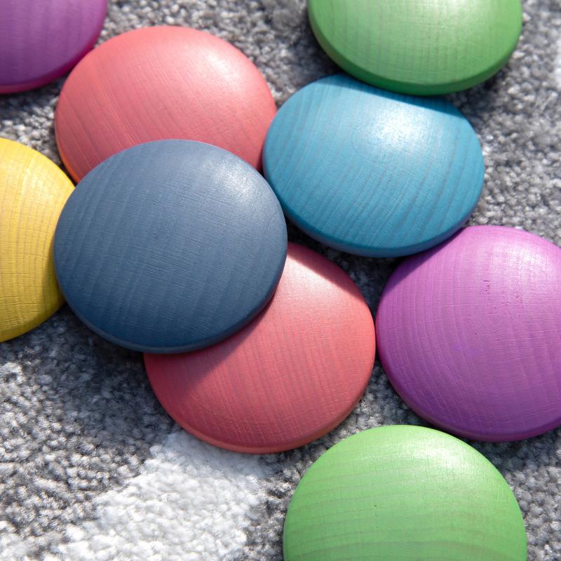 Rainbow Wooden Discs, Learning SPACE